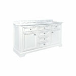 60" White Freestanding Double Sink Bathroom Vanity with Carrera Marble Countertop Milan – Image 2
