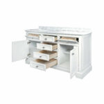 60" White Freestanding Double Sink Bathroom Vanity with Carrera Marble Countertop Milan – Image 6