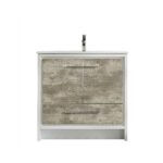 36" Ash Freestanding Bathroom Vanity with White Ceramic Countertop – Image 3