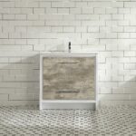 36" Ash Freestanding Bathroom Vanity with White Ceramic Countertop