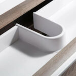 36" Soft Oak Wall Mount Bathroom Vanity with White Polymarble Countertop Sofia – Image 7